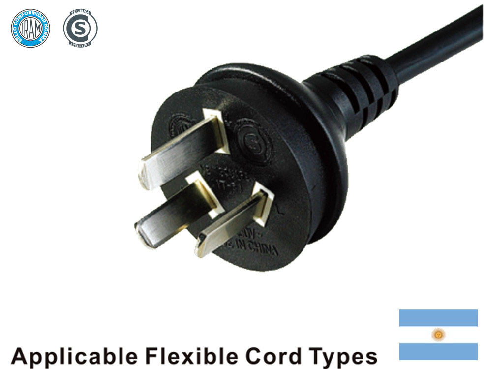 专业厂家供应 阿根廷插头 阿根廷三插 iram认证电源线插头