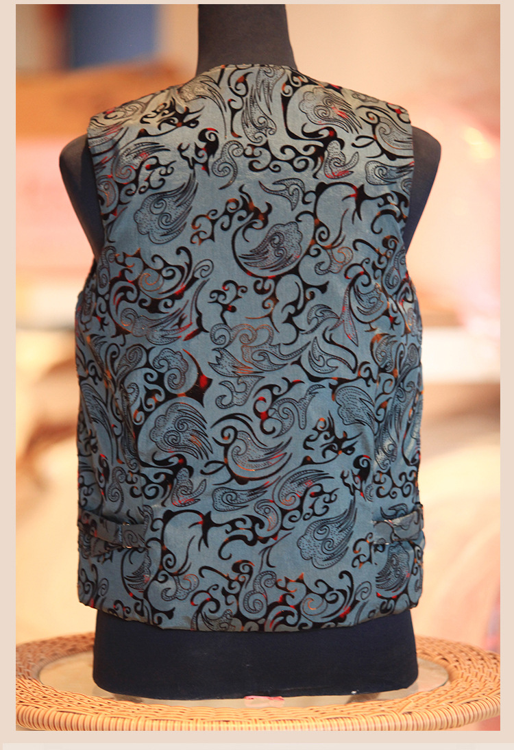 2015冬季新款祥云纹妈妈装背心 中老年女式休闲背心女式蚕丝马 甲
