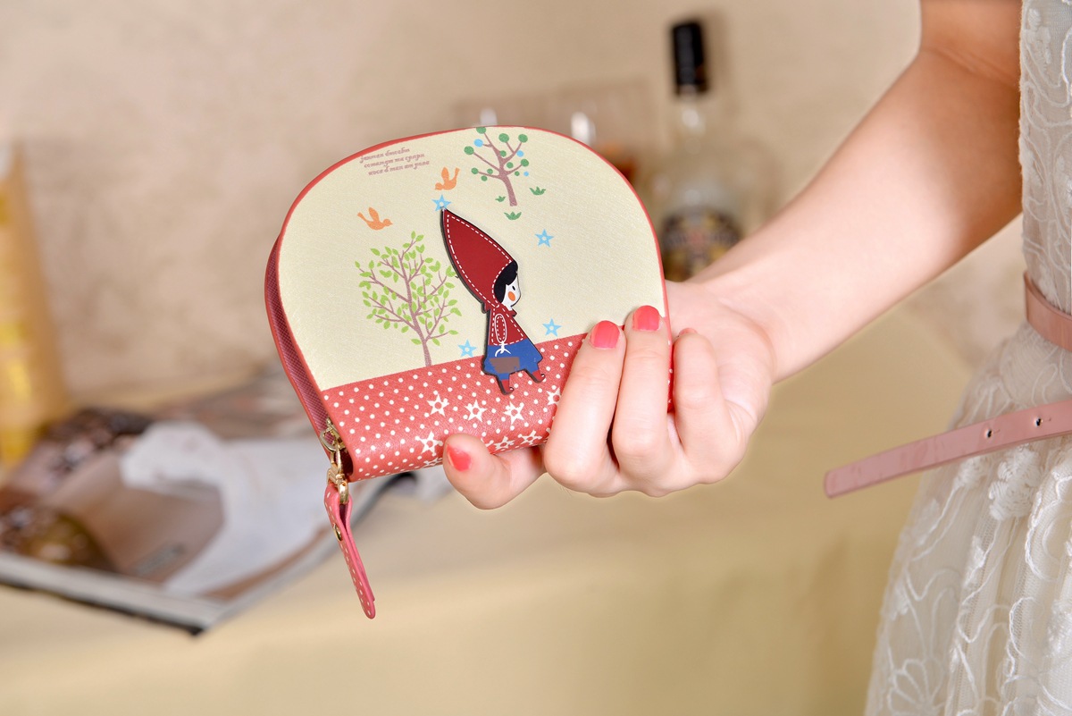 钱包 女士韩版可爱唯美印花小红帽贝壳零钱包 女硬币包女士钱包