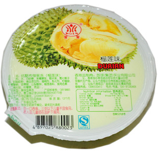 香港果冻萱萱榴莲味果冻320克碗装*24碗/箱*批*发