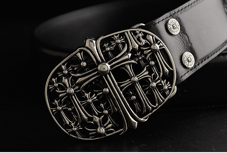 克罗心皮带 纯铜扣 真皮男士 经典十字军扣 一件代发