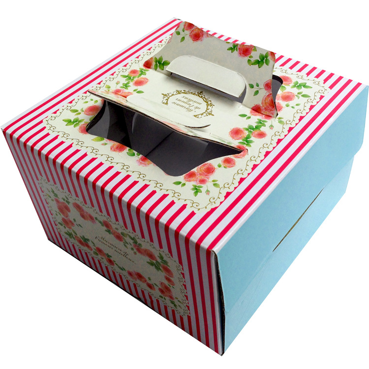 【厂家直销】现货牛皮纸蛋糕盒6寸生日西点烘焙包装含托面定做