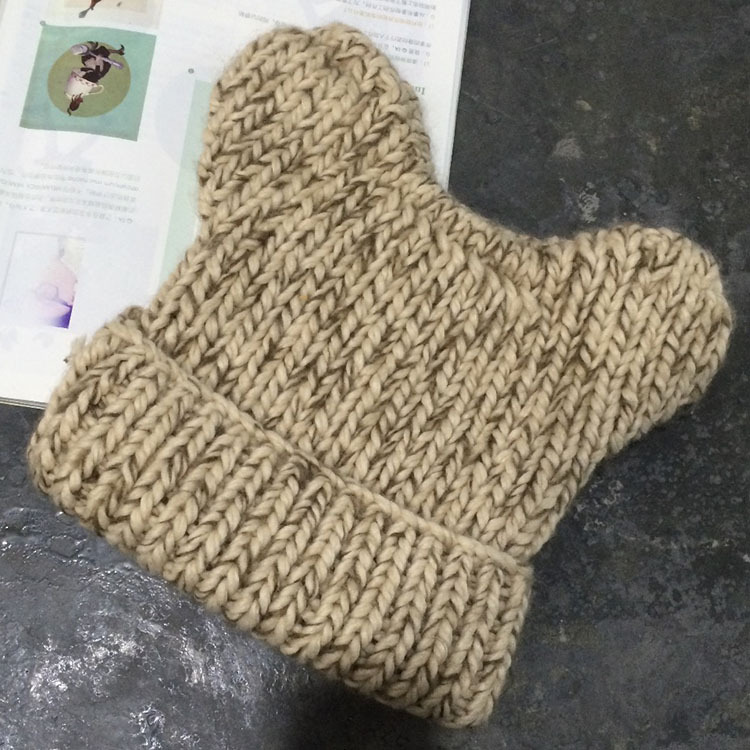 帽子,韩国东大门秋冬新款手工编织米奇耳朵混