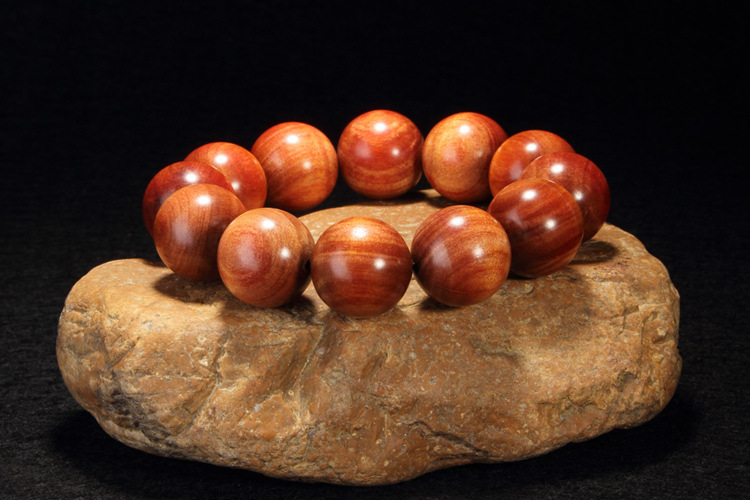 批发血龙木佛珠 印尼红土沉手串 红奇楠手链 男款20mm