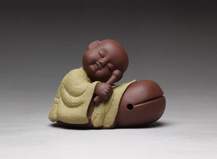 一公紫砂原产地直销宜兴原矿紫砂原料正宗茶宠摆件小沙弥系列十二