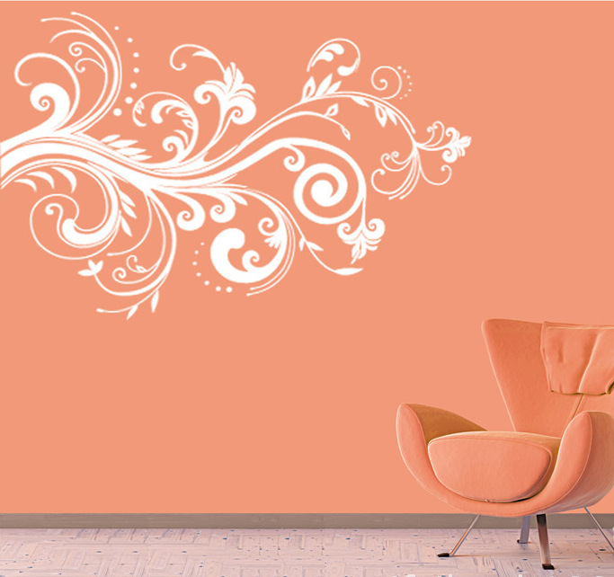 创意外贸三代大型白色花藤贴家居客厅沙发背景装饰墙贴纸jm7209ab