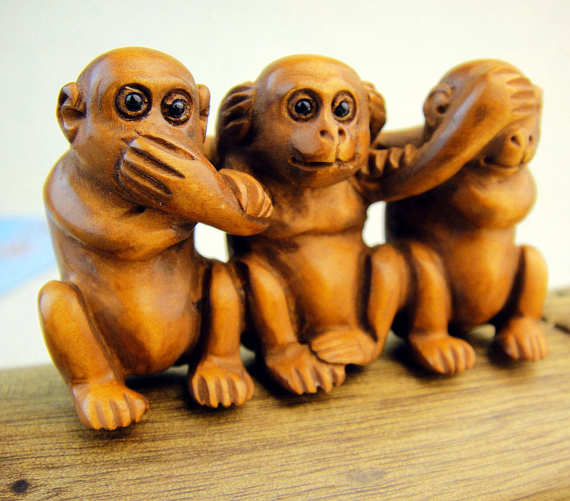 木檀世家三不猴黄杨木摆件手把件 不说不闻不看猴子黄杨木手玩件