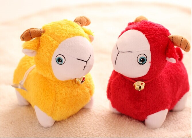 羊年可爱小羊公仔 彩色绵羊毛绒布娃娃玩具 吸盘挂件新年礼品