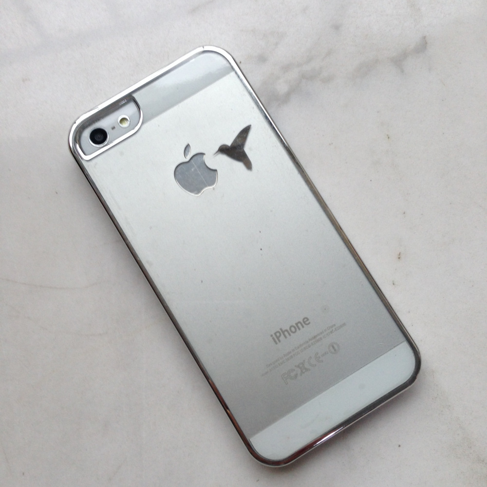 手机iphone 4/4s/5/5s创意小鸟啄苹果保护壳 真空镭雕