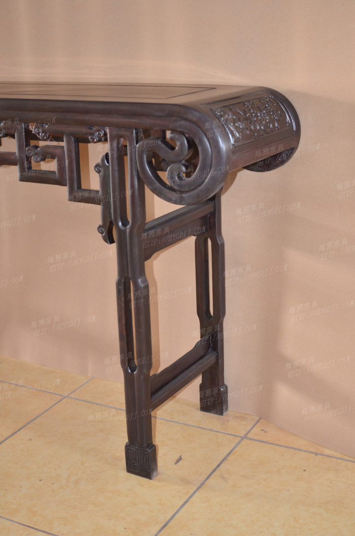 红木古典实木家具非洲黑檀皮灰卷书条案供台案几供桌