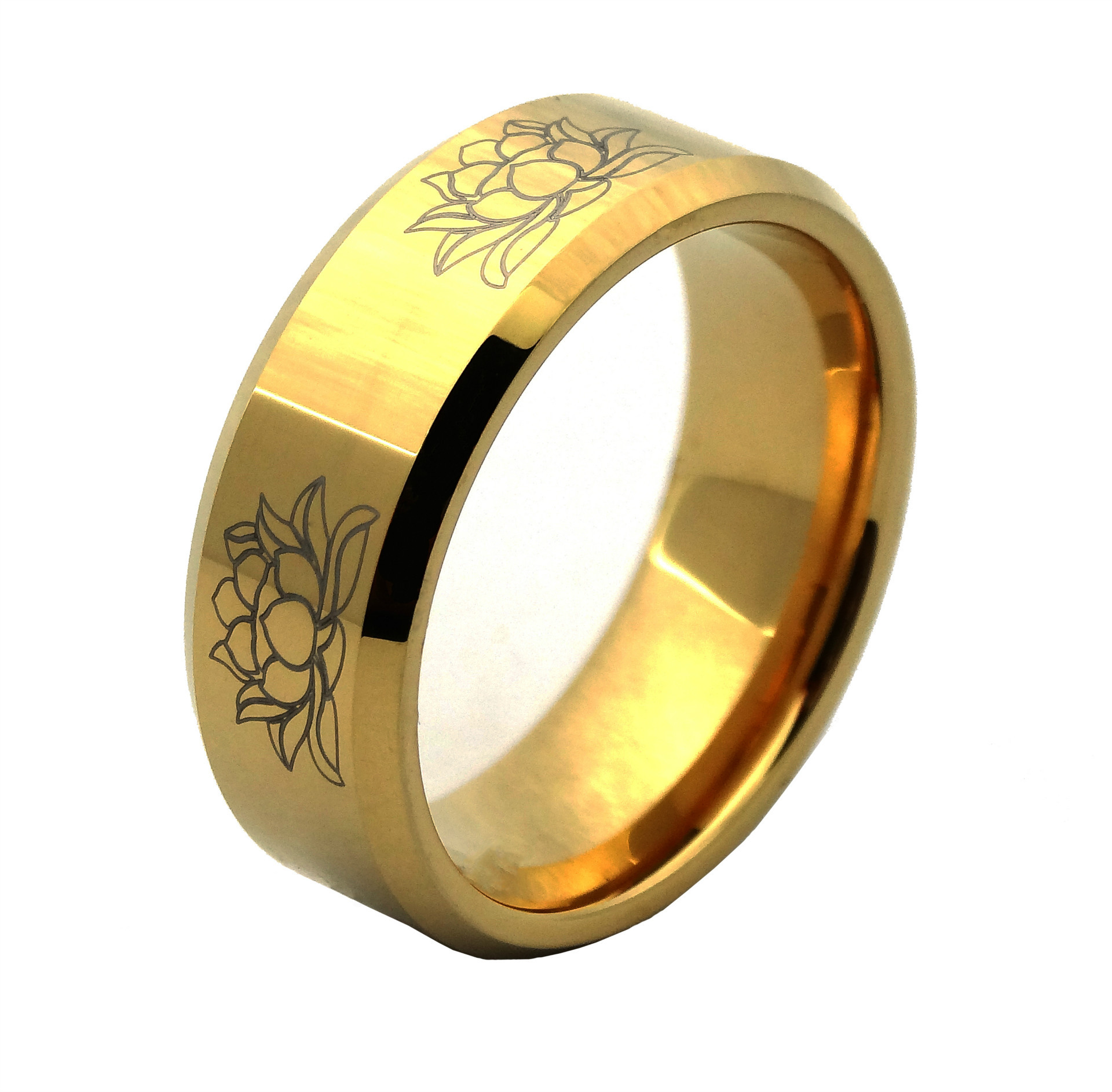 钨钢戒指 金色优雅款 时尚男士戒 不锈钢戒指