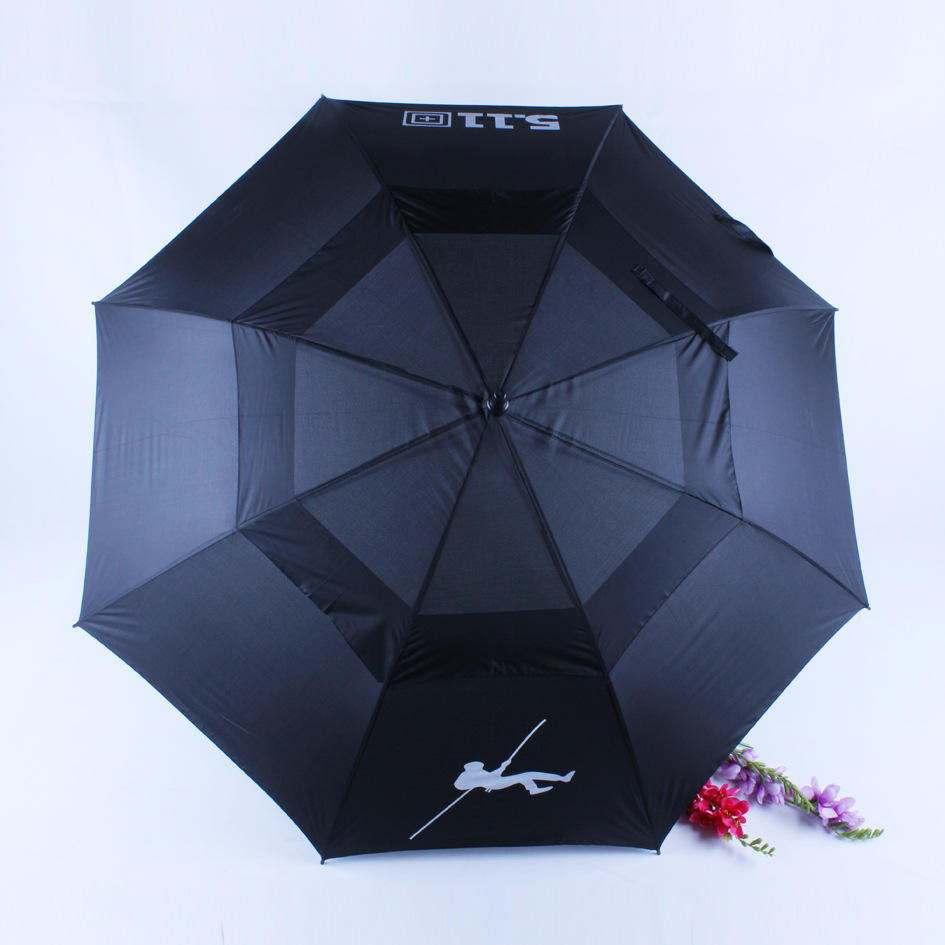 511加大双层高尔夫全纤维直柄自动开礼品防风广告伞 户外遮阳伞