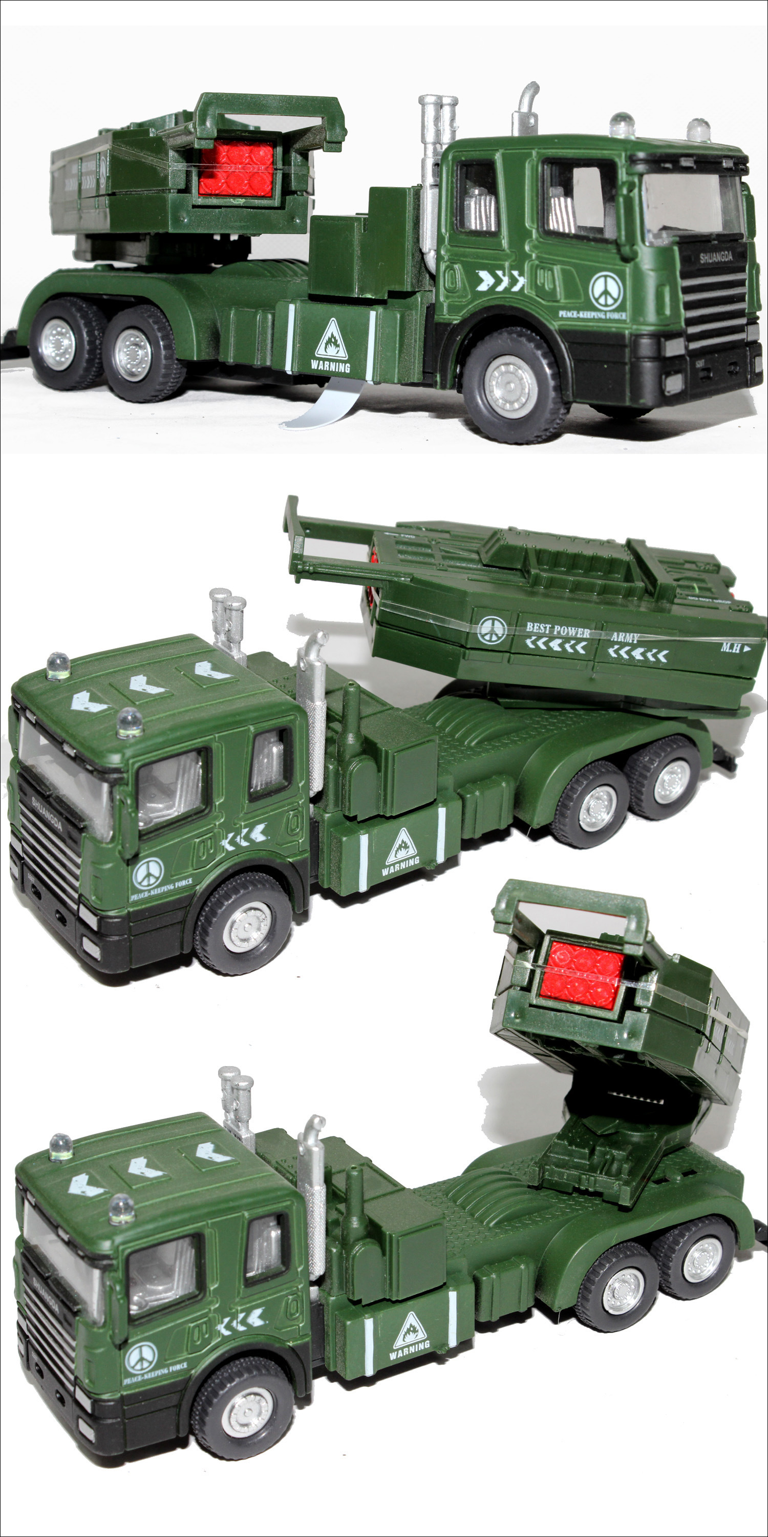 1:60合金车模军事导弹运输车带灯光音乐回力儿童玩具淘宝热卖