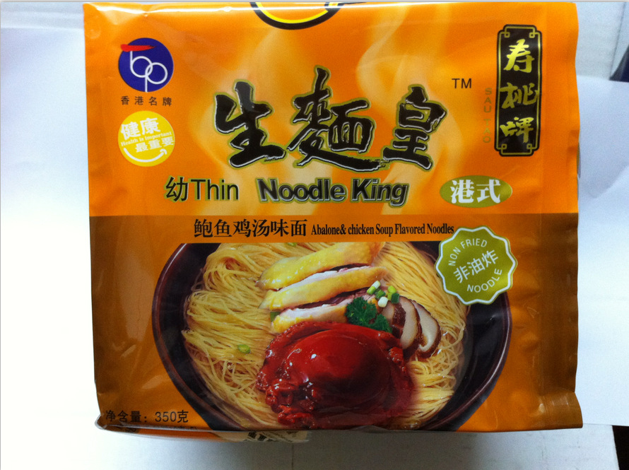 香港寿桃牌生面皇鲍鱼鸡汤味面350g12袋箱