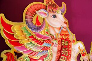 2015羊年生肖卡通立体门贴 义乌春节用品年货批发 5个尺寸 80