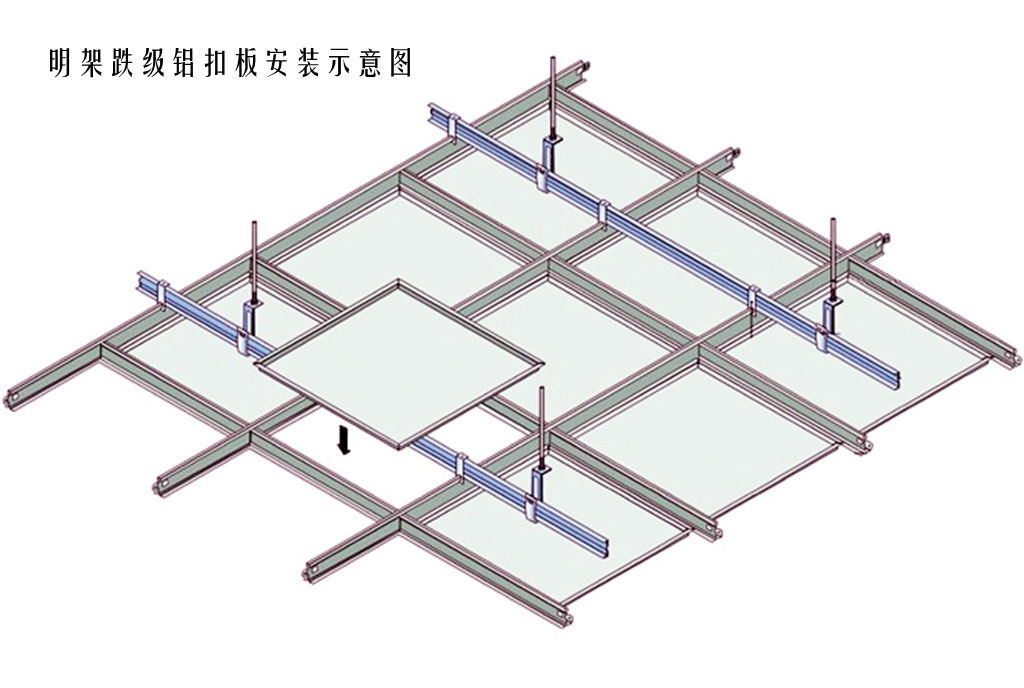 辦公室t型龍骨安裝扣板吊頂天花/明架鋁扣板/穿孔/吸音/抗菌扣板