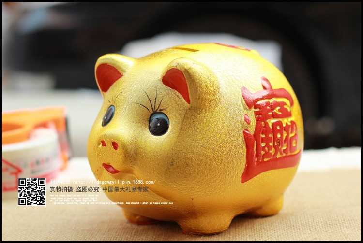 一件也批发陶瓷金猪存钱罐批发创意礼品家居摆件工艺品储蓄罐