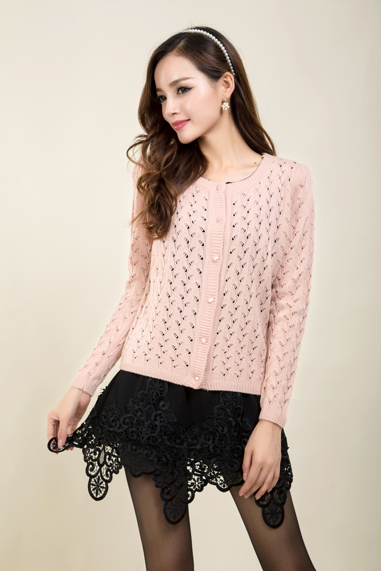 镂空 可爱糖果色 公主蓬蓬袖女士针织衫】价格,厂家,图片,女式针织衫