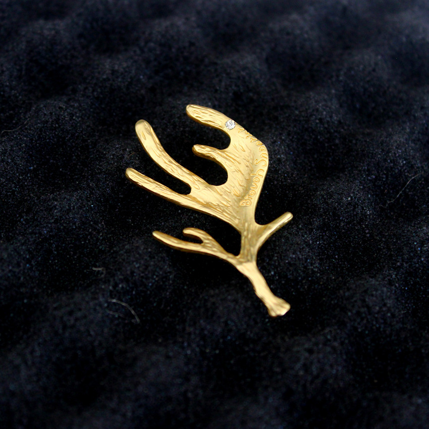 日本手作定制 镀金色麋鹿角鹿角一字夹 小精灵森女系发饰