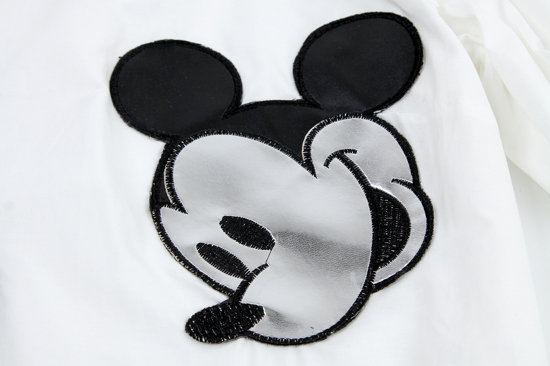 2014韩版夏季新款女装泡泡袖可爱印花米奇头卡通图案连衣裙女