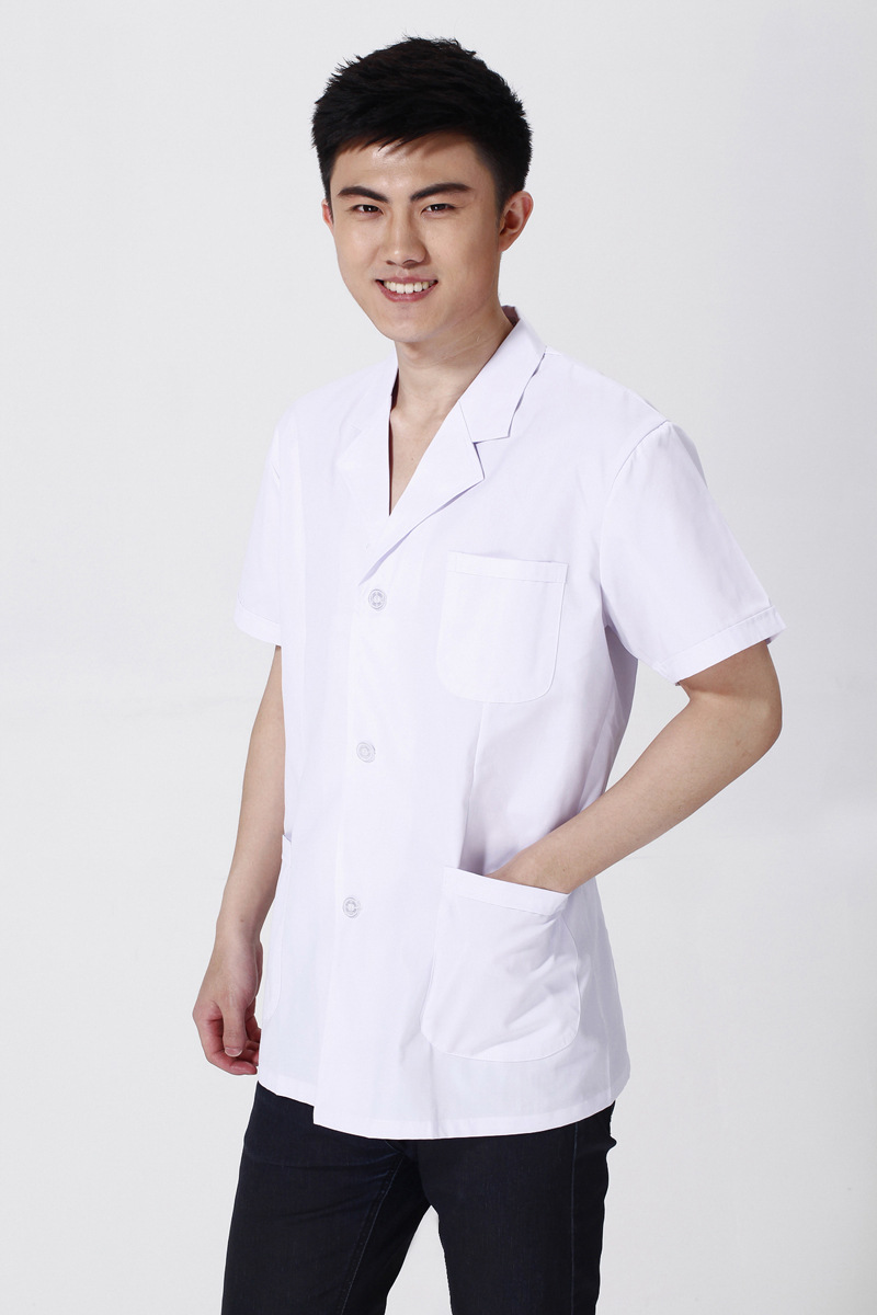 夏季短款医用白大褂 实验室工作服护士服医生服 实验服短款短袖