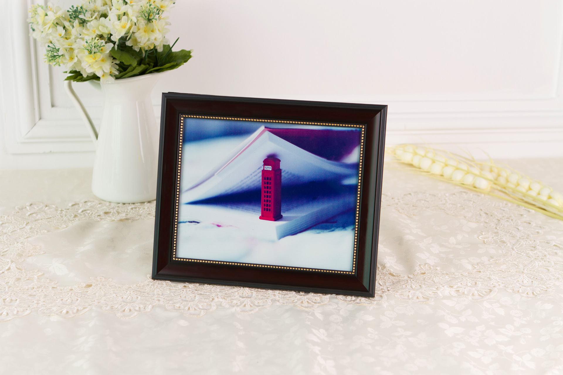 【现货混批】10寸红木色绒布相框 外贸原单 礼品相框高档