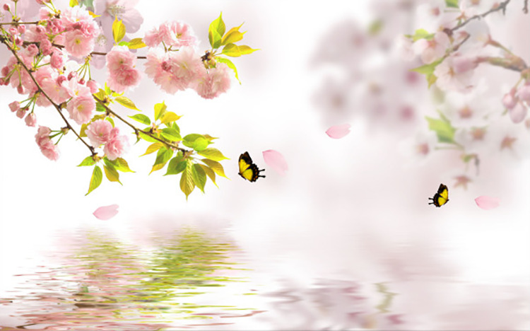 广东深圳桃李芬芳卧室pvc墙纸 3d大型壁画 客厅沙发电视背景墙 3d-086