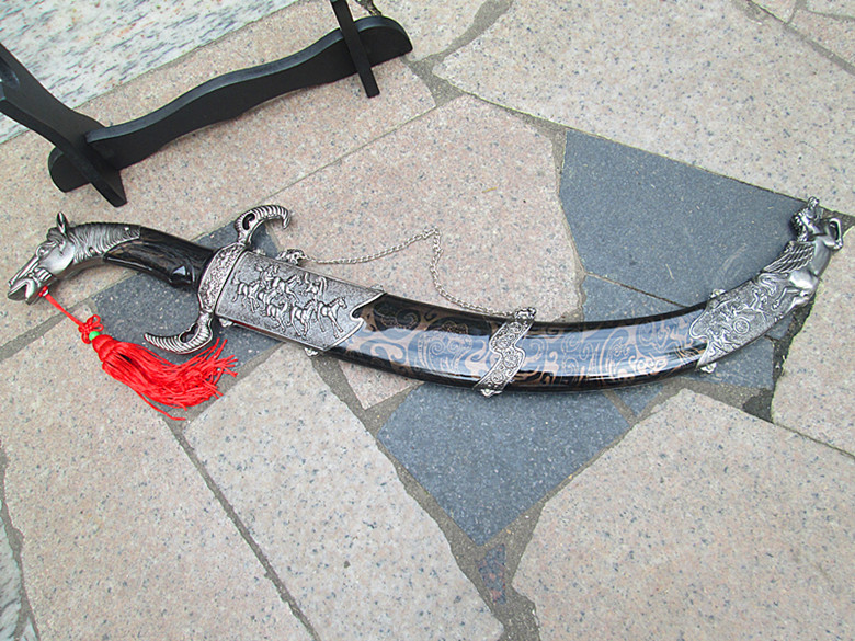 厂家直销新品蒙古特色马头刀 长款蒙古马头刀 配摆架未开刃