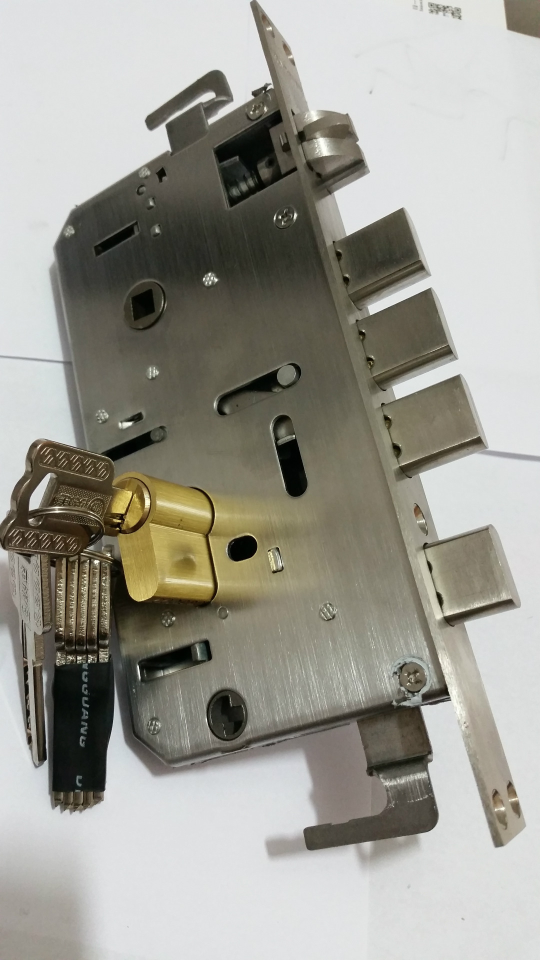 68天地锁方舌防插双快左右锁体防盗门锁体304不锈钢锁体批发零售