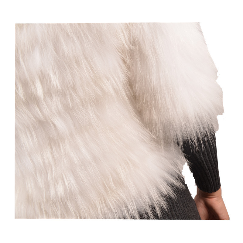 2015欧美女装 时尚新款白色貉子毛皮草外套