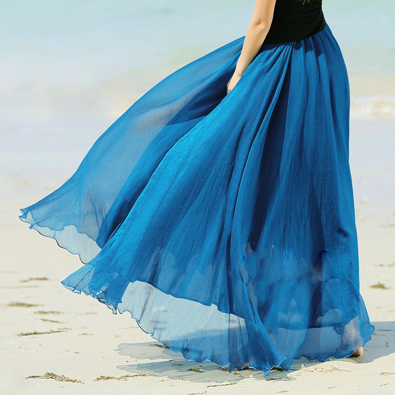 女半身裙长裙沙滩裙大摆伞裙韩版夏季夏装波西米亚仙女裙百褶裙春