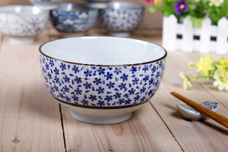 供应优质手绘釉下彩陶瓷 日用瓷 餐具 6寸面碗