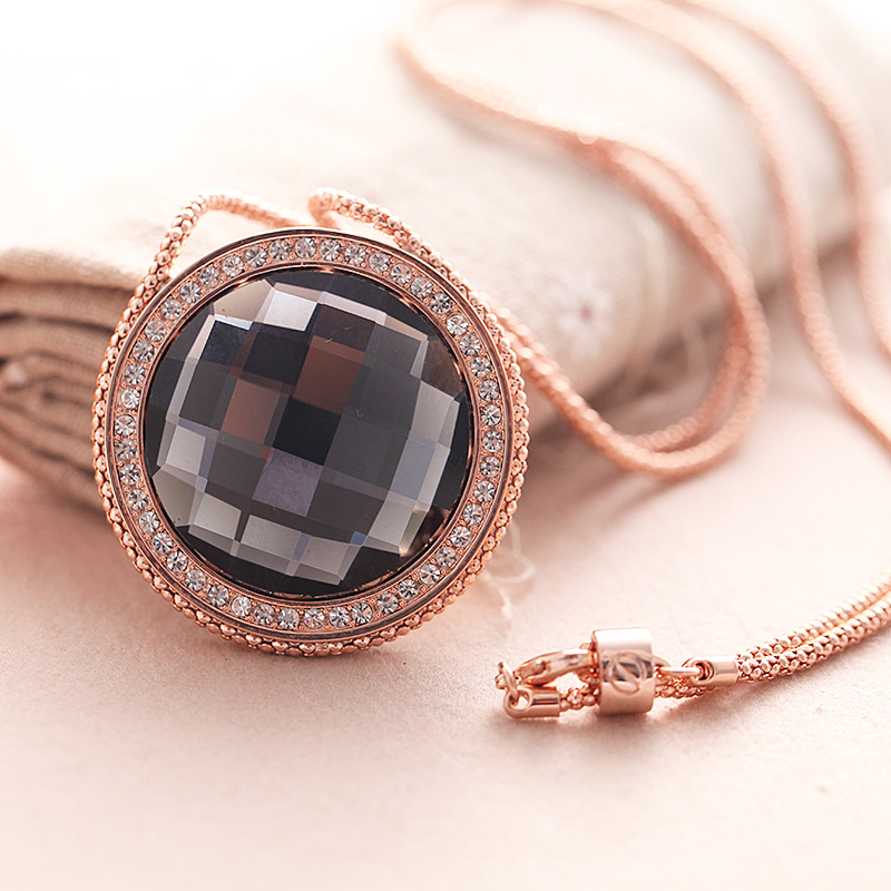 韩国时尚夸张黑宝石毛衣链合金锆石水钻毛衣链长款项链饰品