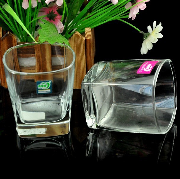 德力青苹果玻璃杯水杯茶杯 酒店专用 吹制热膜杯 四方杯 js6001-1