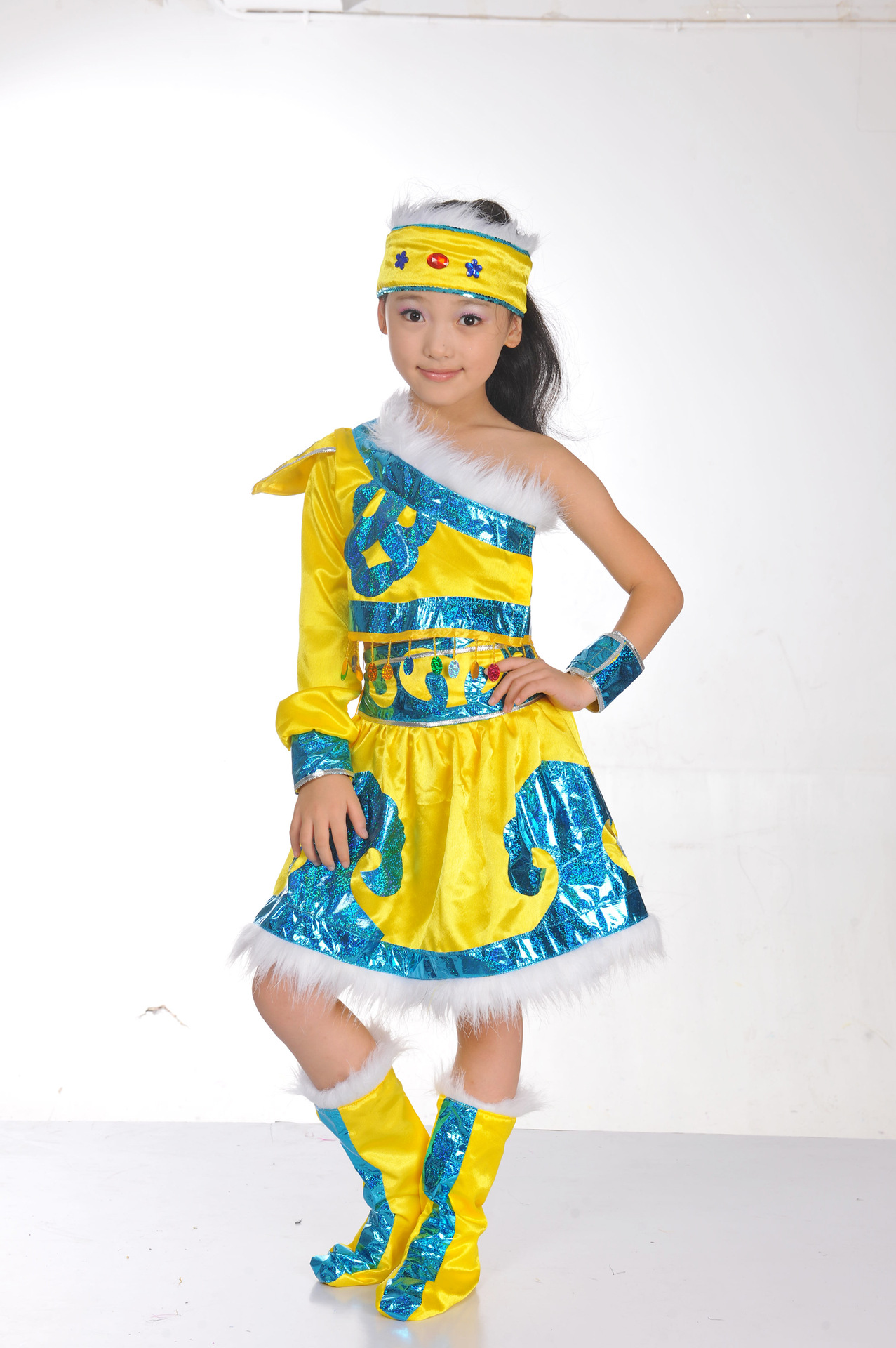 新款少儿蒙古舞演出服 儿童民族表演服 男女童民族服饰 蒙古族