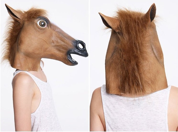 厂家供货 马头面具 马头人头套 江南style犬马君 万圣节cos面具