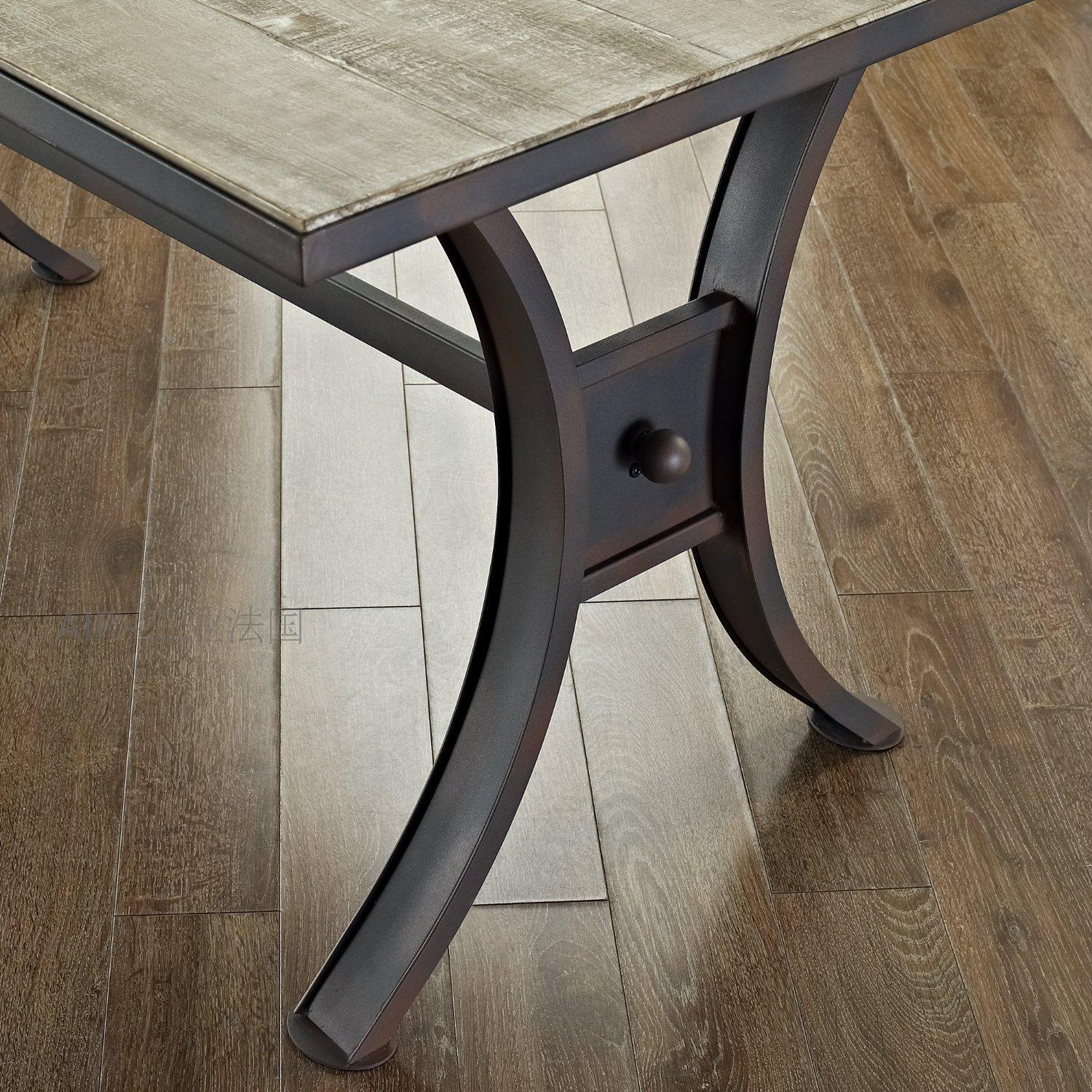 美式乡村餐桌椅组合铁艺实木桌椅餐厅快餐餐桌椅实木餐桌休闲桌子