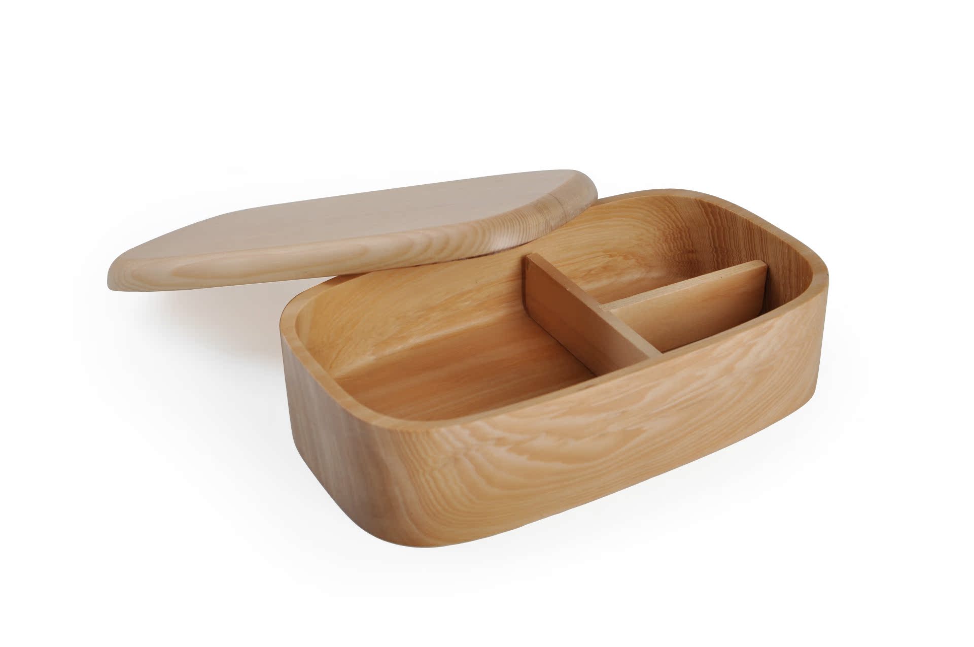 雅福三格寿司快餐盒单层料理便当盒午餐便当木质保温饭盒批发