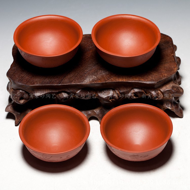 【宜兴紫砂壶 丁小刚制 高档朱泥杯 【梅兰竹菊】