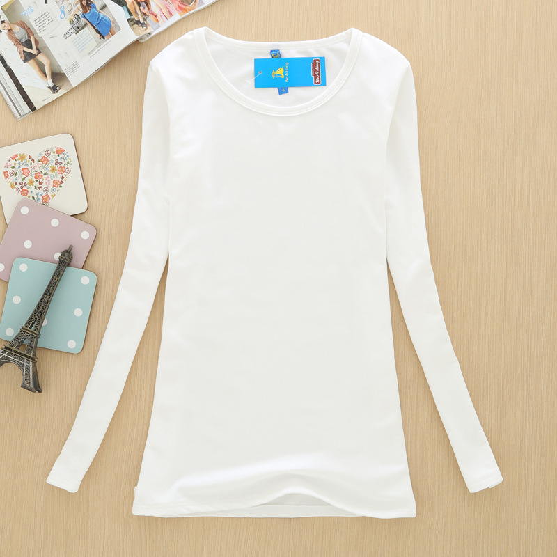 广州衣服地摊货秋装长袖牛奶丝t恤女 牛奶丝加绒长袖打底衫女t恤