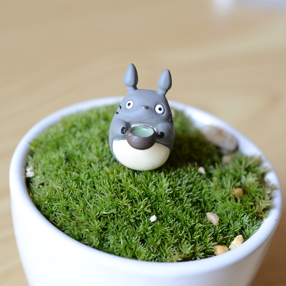 宫崎骏微景观 龙猫树脂摆件生态瓶盆栽 端茶的龙猫