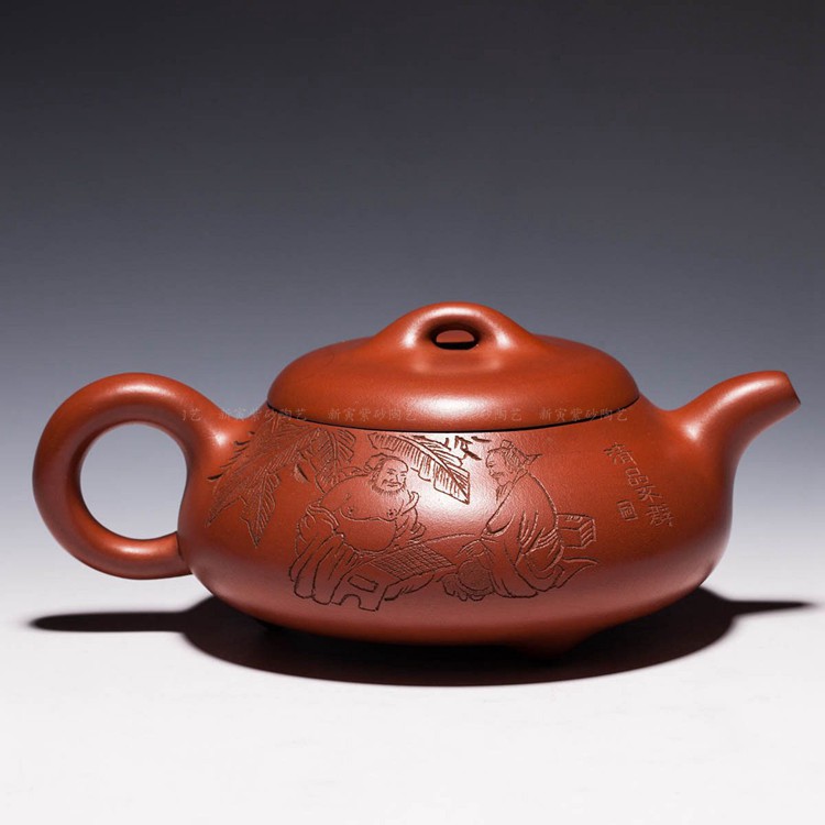 台湾回流 顾景舟款 【老紫泥 矮石瓢壶】(400cc)