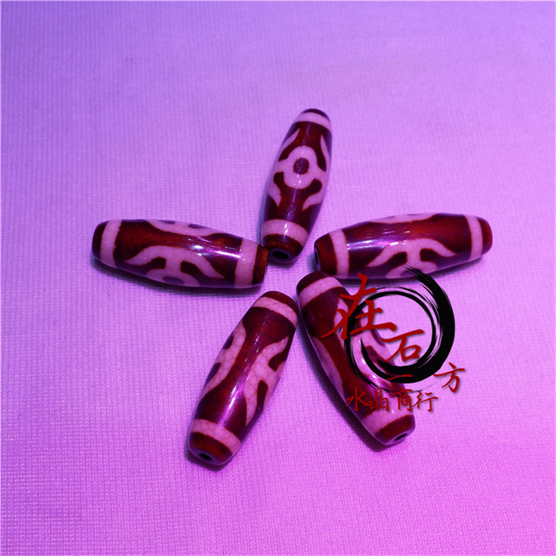 天然真品玉髓老矿玛瑙西藏天珠批发 五爪龙天珠桶珠批发