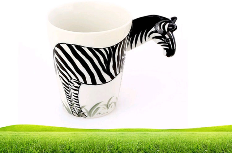 3d立体陶瓷杯 纯手绘动物杯 个性彩绘水杯 创意咖啡杯马克杯 现货