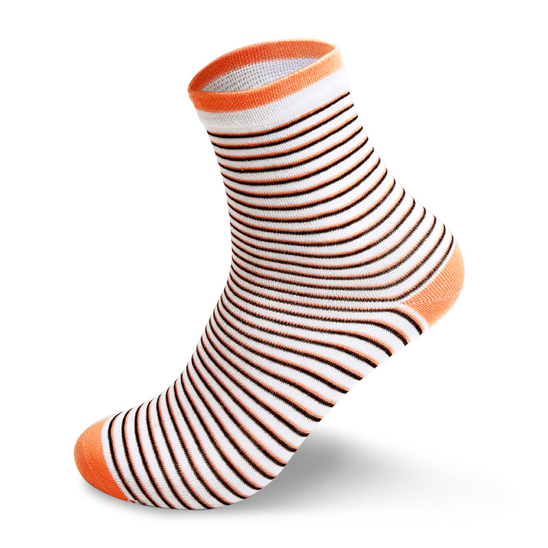 诗琴女袜 纯棉袜子女中筒袜 春秋全棉袜子斑马纹拼色女袜批发