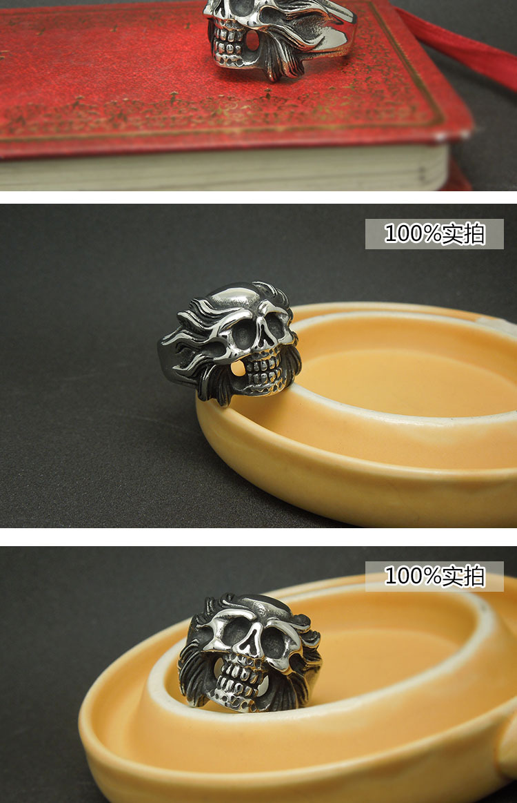鬼头钛钢防身暗虎戒指男士骷髅敢死队龙爪指环饰品个性首饰sa519