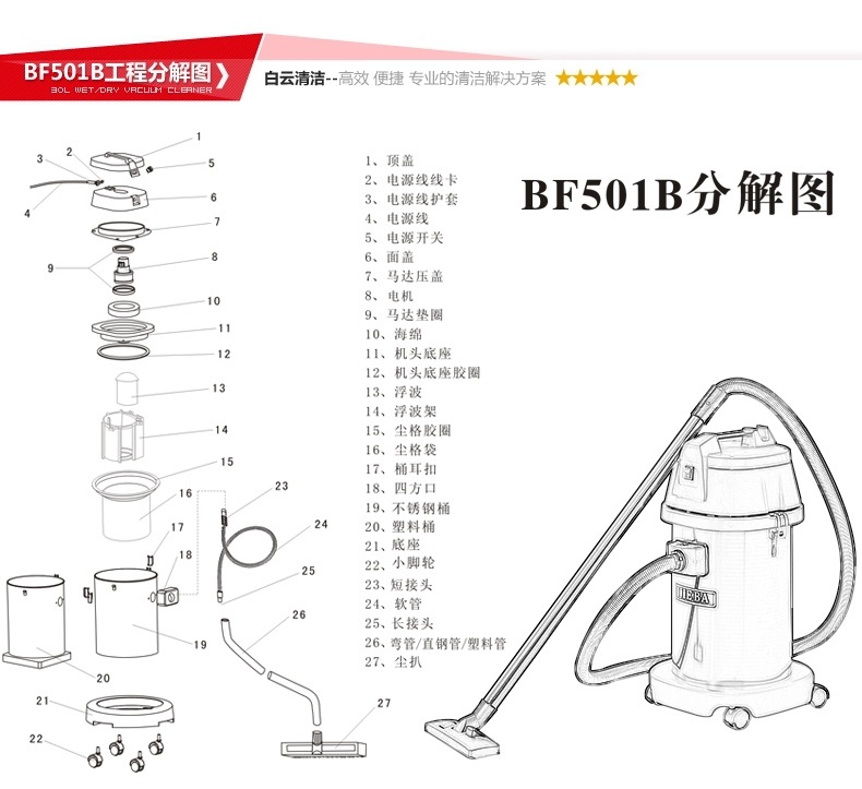 洁霸吸尘器内部结构图图片