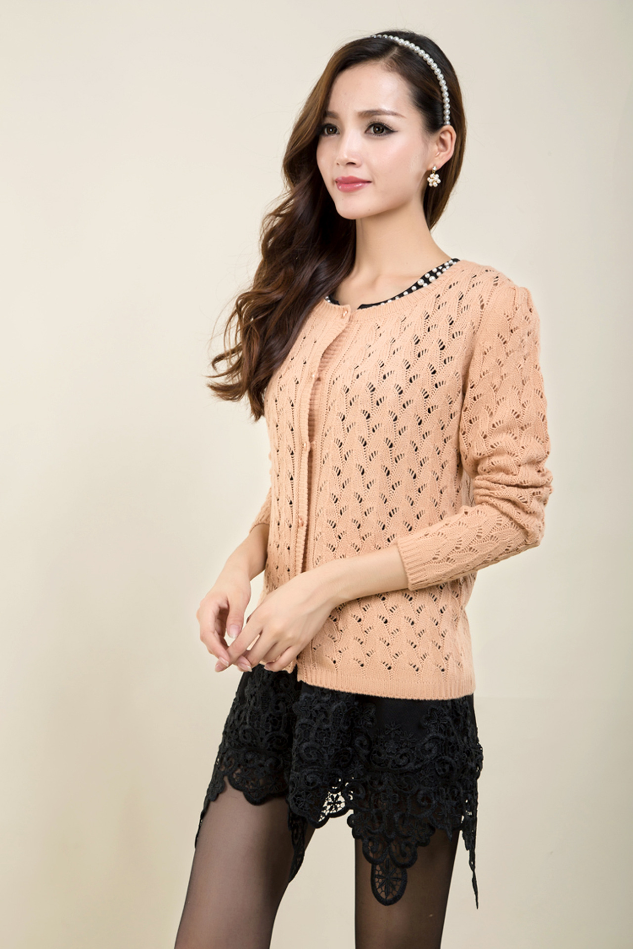 镂空 可爱糖果色 公主蓬蓬袖女士针织衫】价格,厂家,图片,女式针织衫