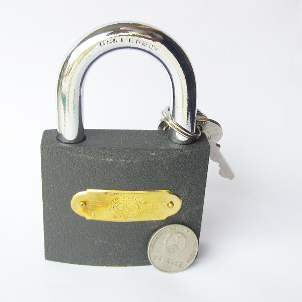 山东潍坊正品三环牌367 铸铁挂锁75mm超大铸铁铁锁防盗门锁铁锁价格