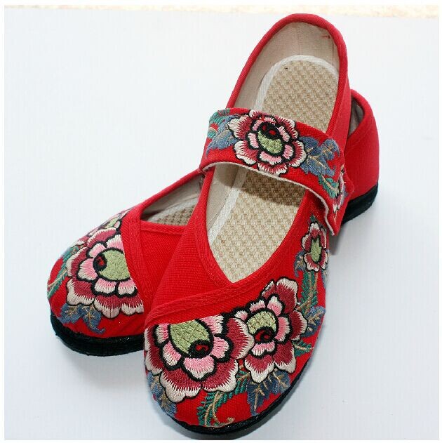新款包邮中国风民族情 千层底牡丹绣花布鞋老北京布鞋女鞋单鞋图片_9